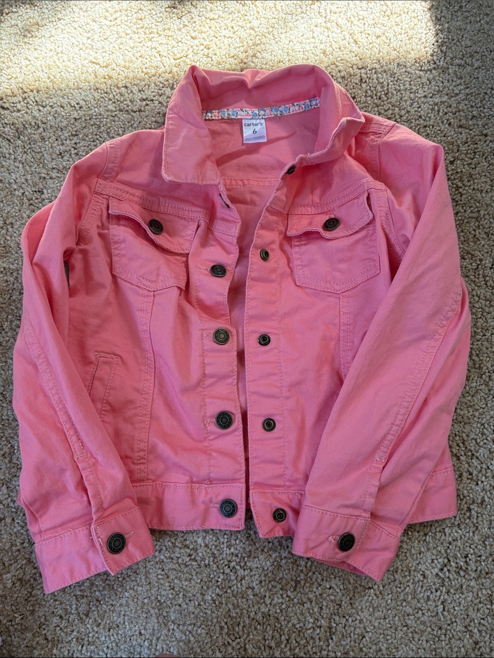 Carter's Girls Coral Pink Denim Jacket